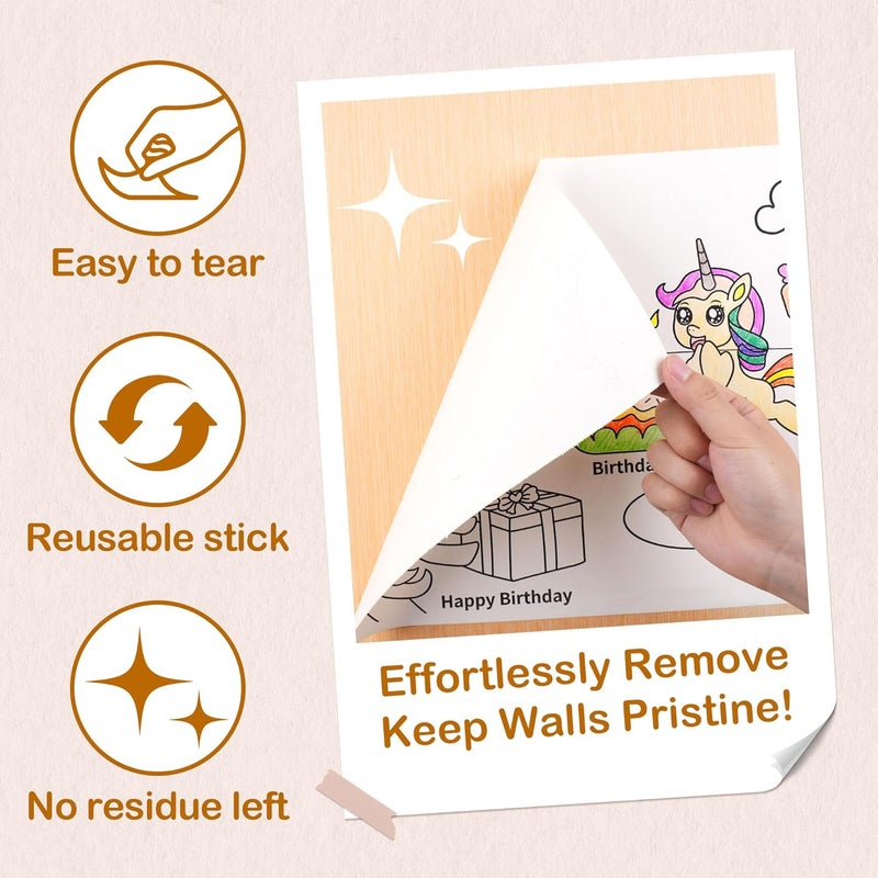 Y plus+ Children Drawing Roll, Coloring Paper Roll for Kids, 120 x 11.8 Inch Sticky DIY Painting Drawing Paper Rolls for Toddler, Kids' Gift, Party Activities, Wall Coloring Paper Stickers - Unicorn - Image 3